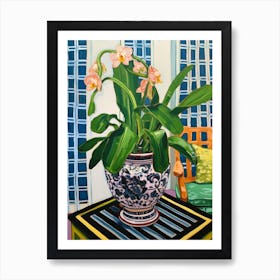 Flowers In A Vase Still Life Painting Orchid 2 Art Print