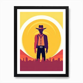 Cowboy In The Sunset Art Print