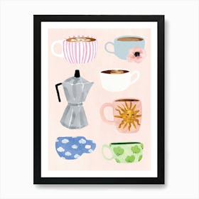 Cute Coffee Mugs Art Print