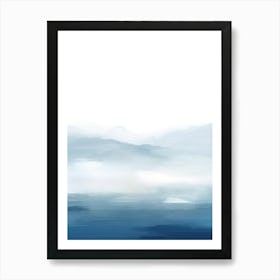 Watercolour Blue White Abstract Water 3 Art Print