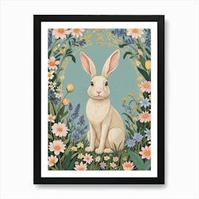 White Rabbit In The Garden Art Print