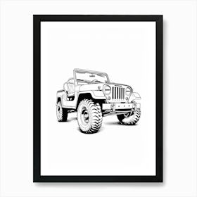 Jeep Wrangler Line Drawing 24 Art Print