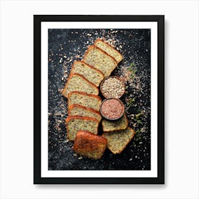 Bread, rye bread — Food kitchen poster/blackboard, photo art Art Print