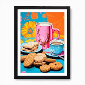 Tea & Biscuits Cartoon Style 1 Art Print