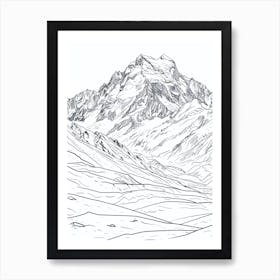 Aconcagua Argentina Line Drawing 5 Art Print