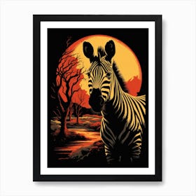 Zebra At Sunset Art Print