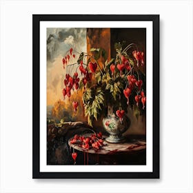 Baroque Floral Still Life Bleeding Hearts Dicentra 3 Art Print