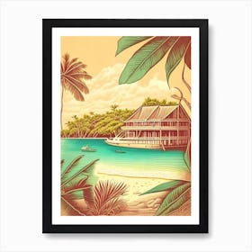 Maafushi Island Maldives Vintage Sketch Tropical Destination Art Print