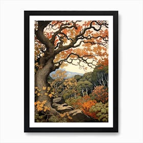 Oak 1 Vintage Autumn Tree Print  Art Print