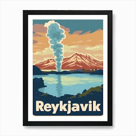 Aihrgdesign A Retro Travel Poster For Reykjavik Featuring The A60e9d07 D7e2 4ad5 Ae9b 4ab9c4a3f91c 1 Art Print