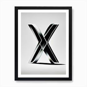 X  Letter, Alphabet Retro Minimal 1 Art Print