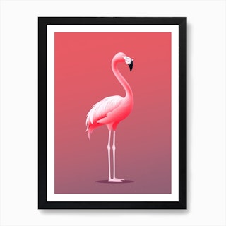 Colourful Geometric Bird Greater Flamingo 2 Art Print by Feathered Muse - Fy