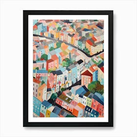 London Summer Aerial View Painting 2 Art Print