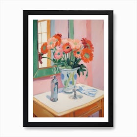 A Vase With Gerbera, Flower Bouquet 1 Art Print