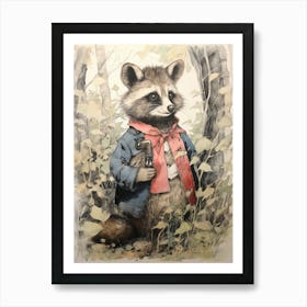 Storybook Animal Watercolour Raccoon 1 Affiche