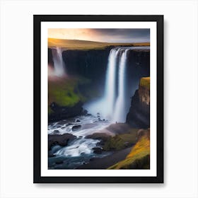 Skogarfoss Waterfall, Iceland Realistic Photograph (1) Art Print