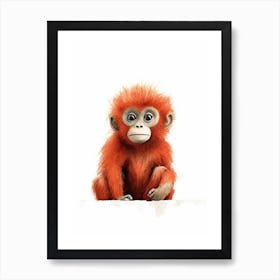 Watercolour Jungle Animal Red Howler Monkey 2 Art Print