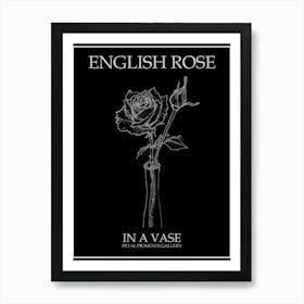 English Rose In A Vase Line Drawing 1 Poster Inverted Art Print