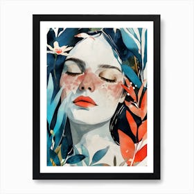 Watercolor Of A Woman Art Print