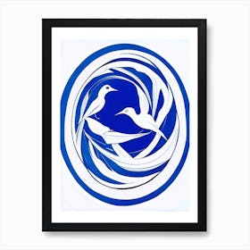 Circle Of Life Symbol Blue And White Line Drawing Art Print