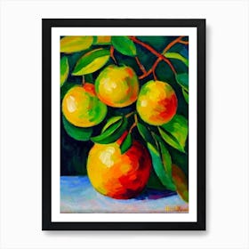 Pomelo 1 Fruit Vibrant Matisse Inspired Painting Fruit Art Print