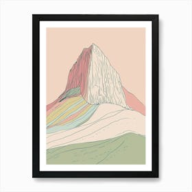 Mount Ossa Australia Color Line Drawing (11) Art Print