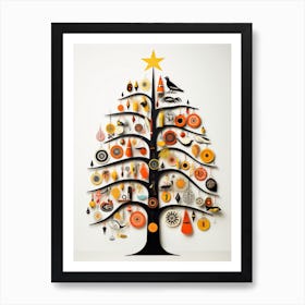 A Beautiful Christmas Tree With Ornaments Hanging Art Print
