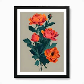 Orange Roses Canvas Print Art Print