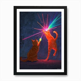 Cats Fighting With Lasers Art Print