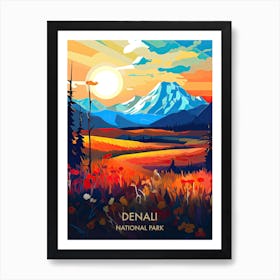 Denali National Park Travel Poster Illustration Style 2 Art Print