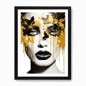 Portrait Of A Woman With Yellow Paint Art Print