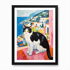 Painting Of A Cat In Positano Italy 1 Poster