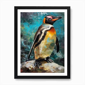 Galapagos Penguin Zavodovski Island Colour Block Painting 2 Art Print