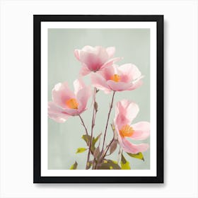 Magnolia Flowers Acrylic Painting In Pastel Colours 4 Art Print