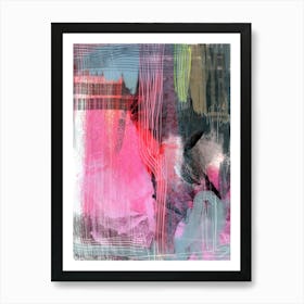 SYDNEY - Multi Colour  Pink, Blue, Yellow, Black, White, Red, Abstract  Art Print