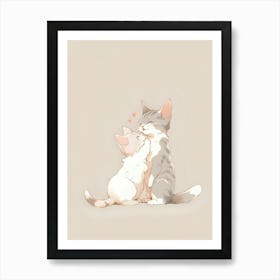 Cute Kittens Kissing Art Print