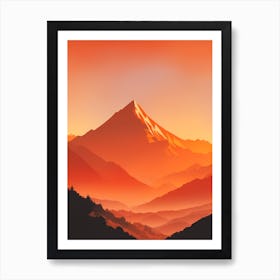 Misty Mountains Vertical Composition In Orange Tone 328 Art Print