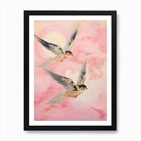 Pink Ethereal Bird Painting Barn Swallow 2 Art Print