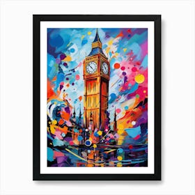 Big Ben Tower London III, Vibrant Abstract Modern Style Painting Art Print