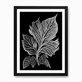 Salvia Leaf Linocut 1 Art Print