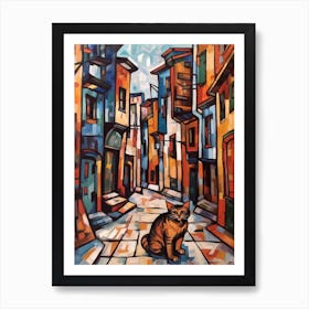 Painting Of Buenos Aires With A Cat In The Style Of Cubism, Picasso Style 2 Art Print