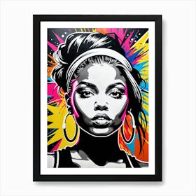 Graffiti Mural Of Beautiful Hip Hop Girl 25 Art Print