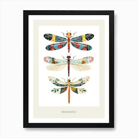 Colourful Insect Illustration Dragonfly 1 Poster Póster