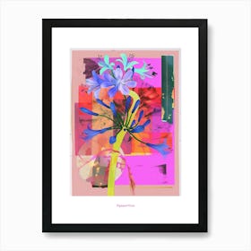 Agapanthus 4 Neon Flower Collage Poster Art Print