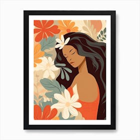 Bloom Body Woman Portrait Orange Tones 15 Art Print