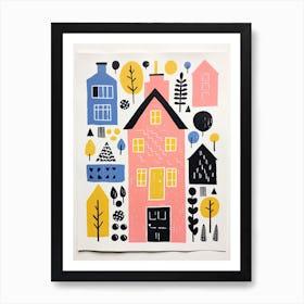 A House In Costwolds, Abstract Risograph Style 2 Art Print