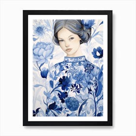 Blue Chinese Girl Art Print