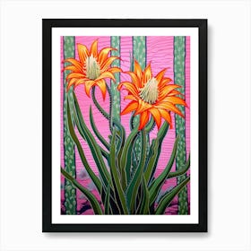 Mexican Style Cactus Illustration Zebra Cactus Art Print