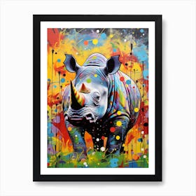 Paint Splash Dotty Rhino 2 Art Print