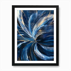 Blue And Gold Abstract Painting 16 Art Print